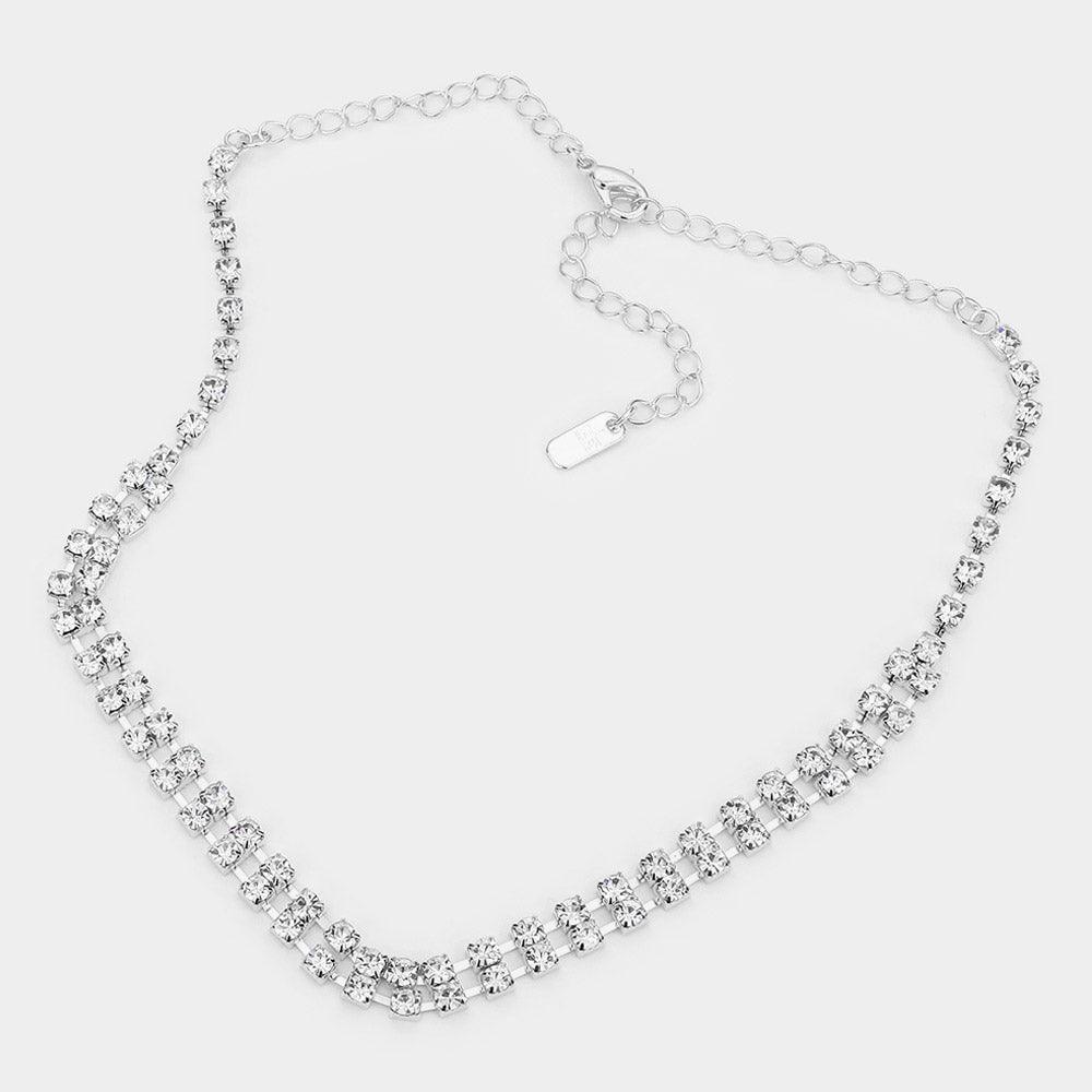 Silver 2 Row rhinestone choker necklace - Jewelry Store by Erik Rayo