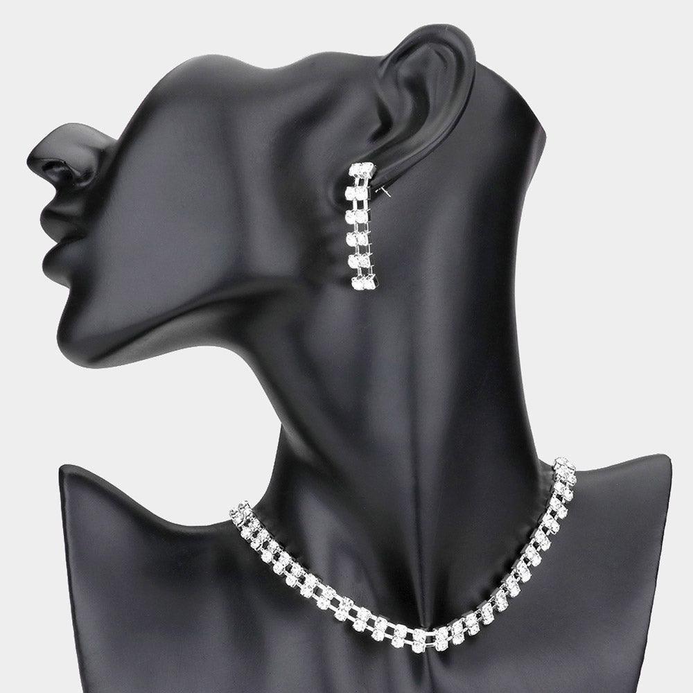 Silver 2 Row rhinestone choker necklace - Jewelry Store by Erik Rayo