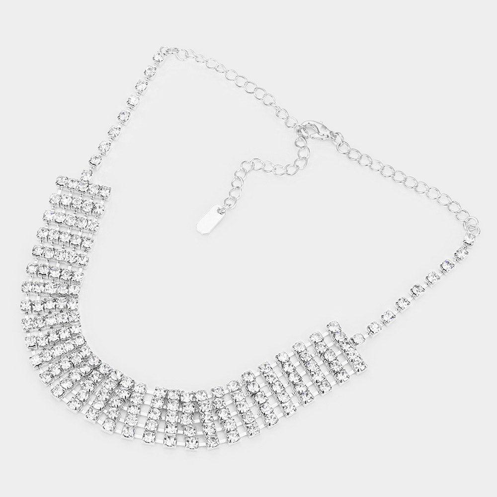 Silver Crystal rhinestone choker evening necklace - Jewelry Store by Erik Rayo