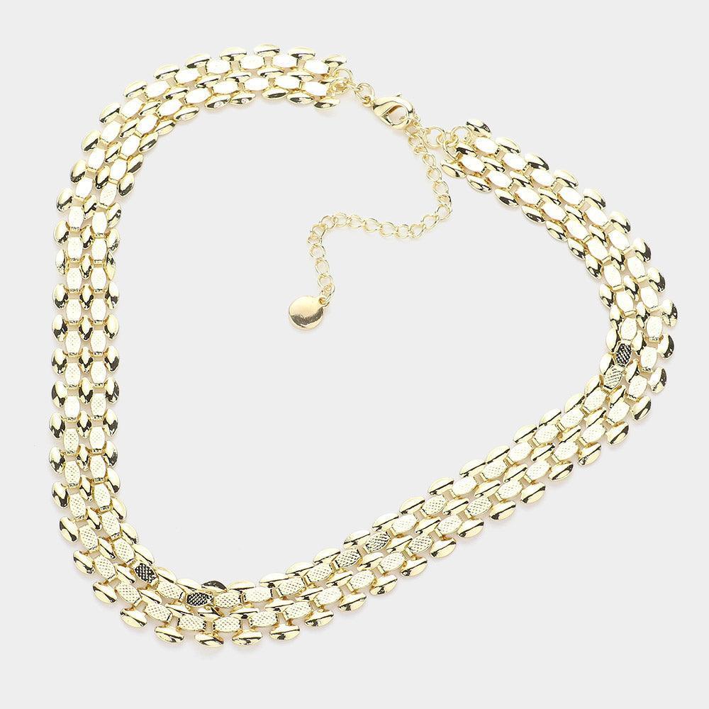 Gold Metal Flat Mesh Choker Necklace - Jewelry Store by Erik Rayo