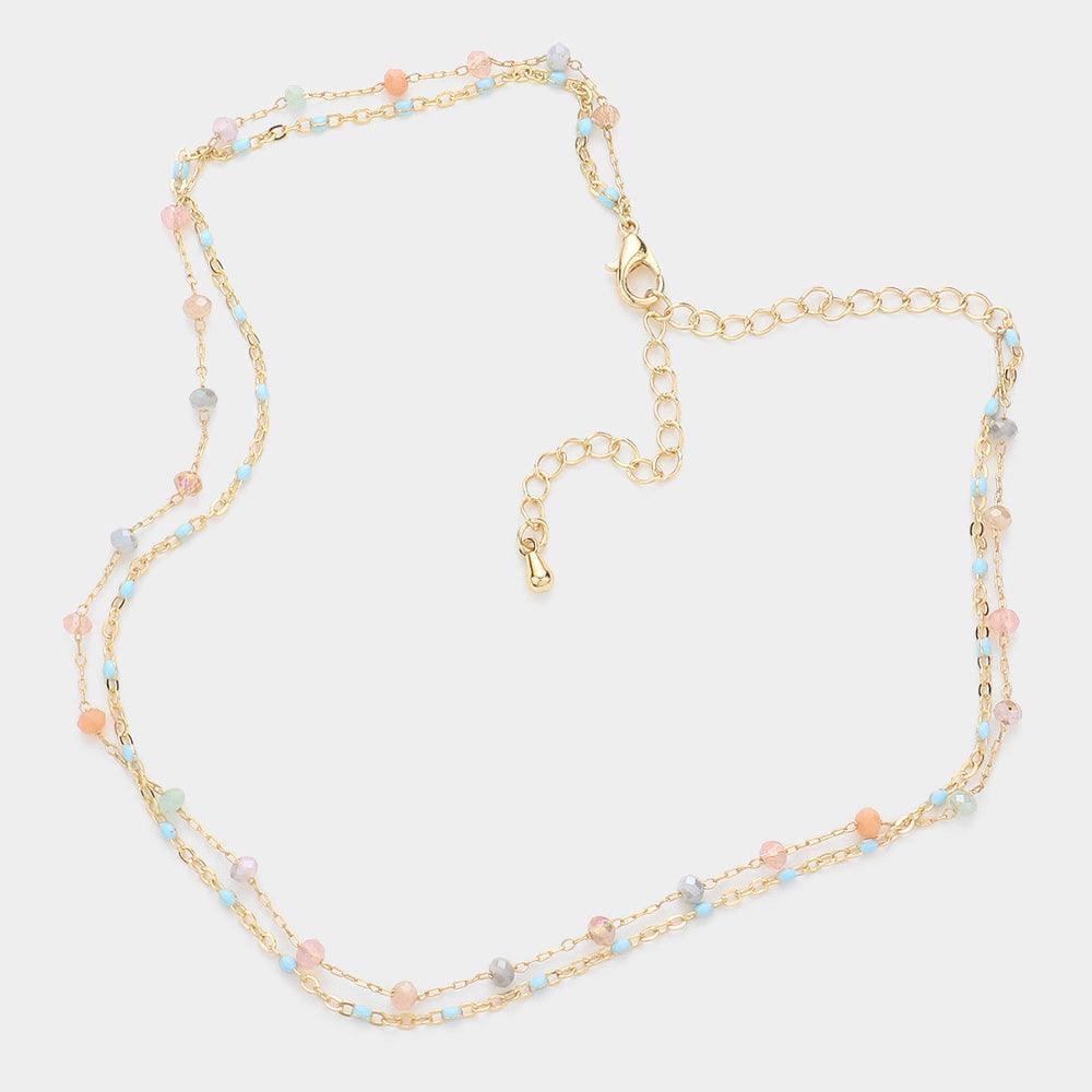 Faceted Bead Station Double Layered Choker Necklace - Jewelry Store by Erik Rayo