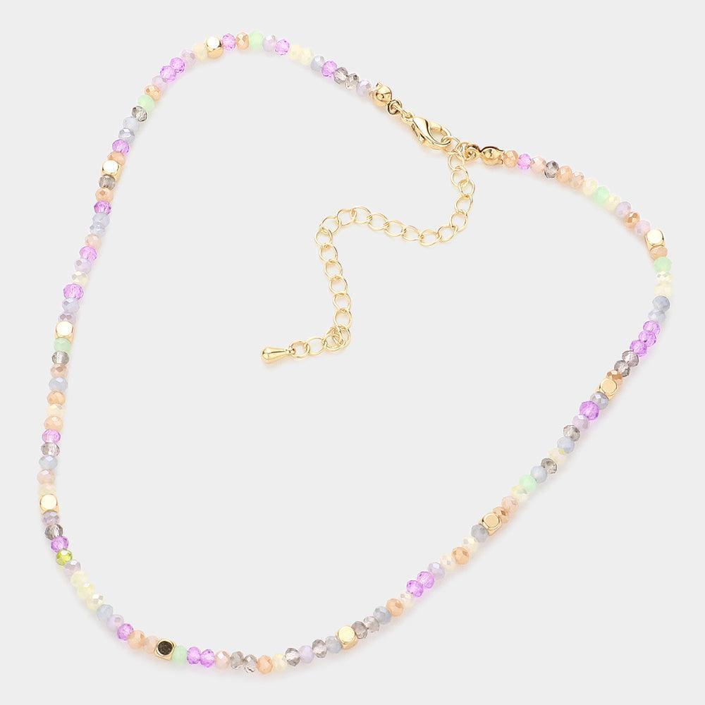 Metal Cube Pointed Faceted Beaded Choker Necklace - Jewelry Store by Erik Rayo