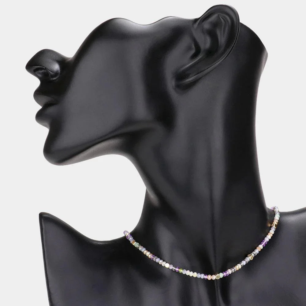 Metal Cube Pointed Faceted Beaded Choker Necklace - Jewelry Store by Erik Rayo