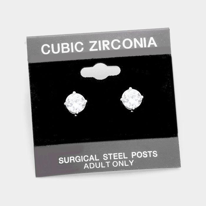 Silver 7 mm Round CZ stud earrings - Jewelry Store by Erik Rayo