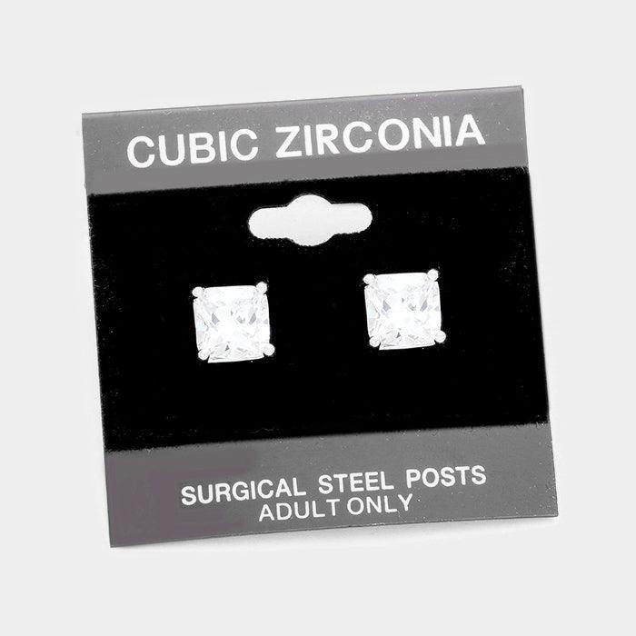 Silver 8 mm Square CZ stud earrings - Jewelry Store by Erik Rayo