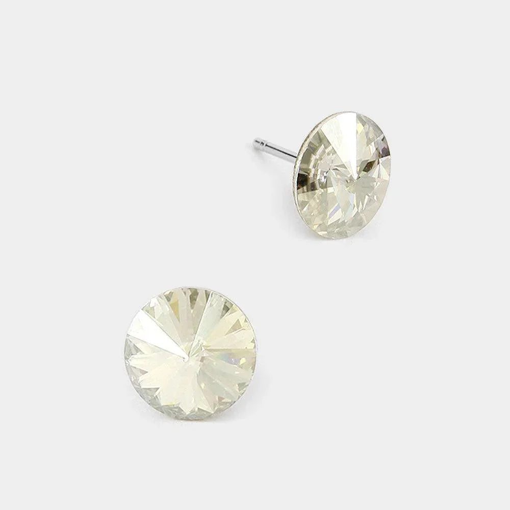 Silver 8mm Round Crystal Stud Earrings - Jewelry Store by Erik Rayo