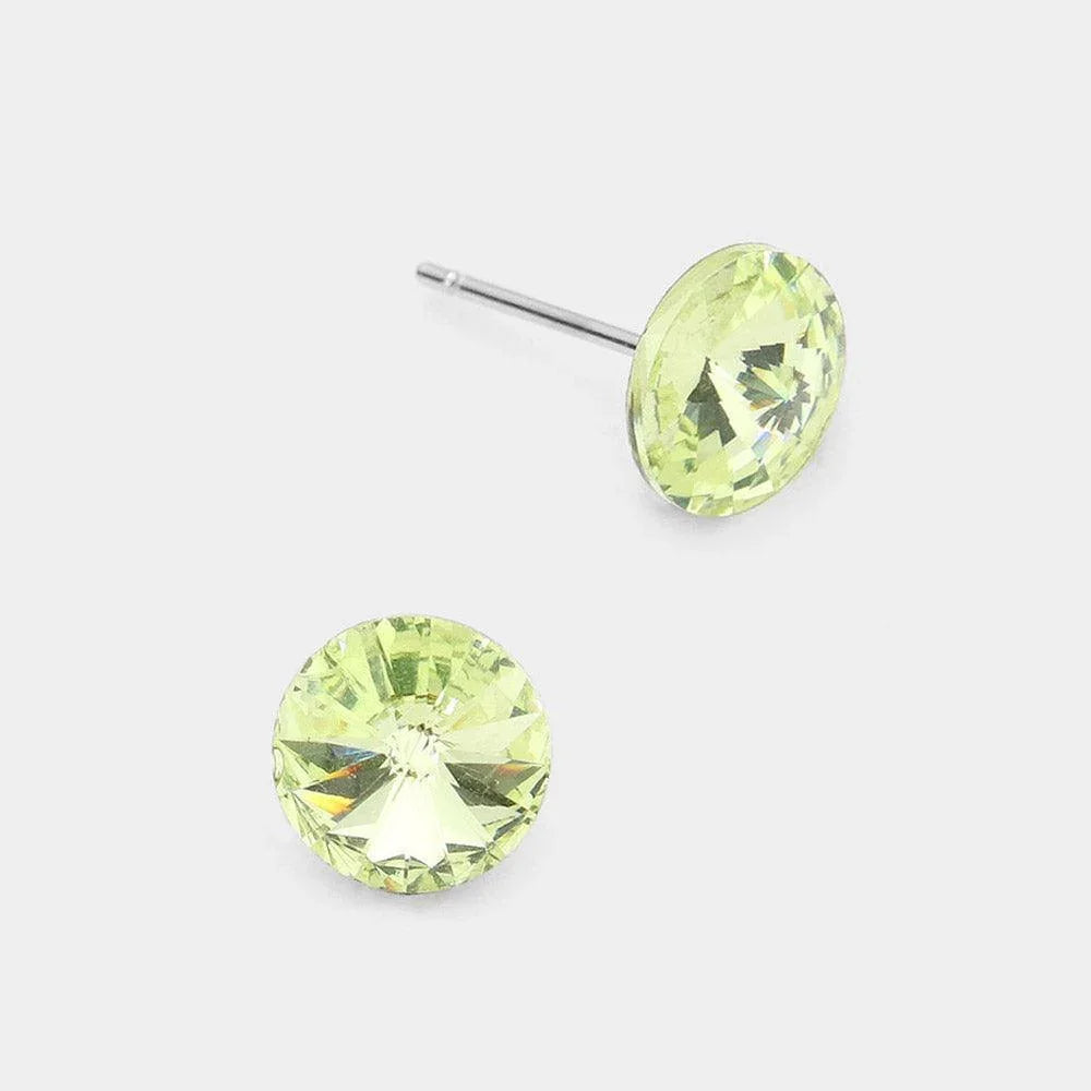 Yellow 8mm Round Crystal Stud Earrings - Jewelry Store by Erik Rayo