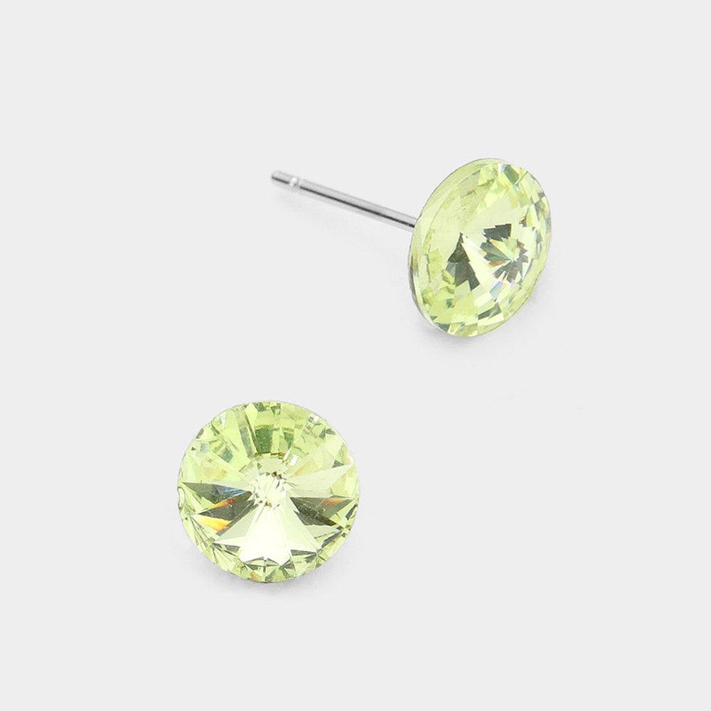 Yellow 8mm Round Crystal Stud Earrings