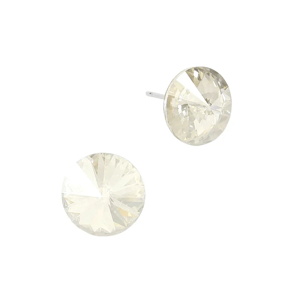 Silver 10 mm Round Crystal Stud Earrings - Jewelry Store by Erik Rayo