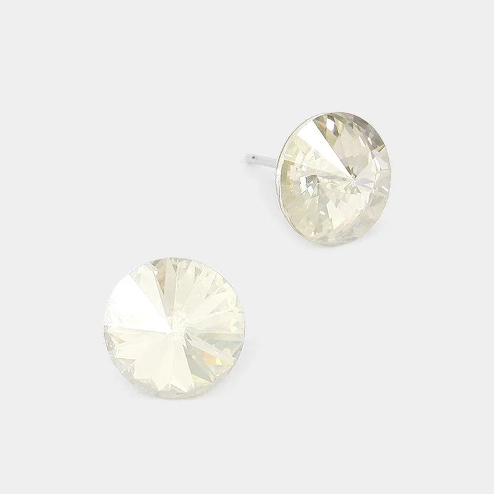 Silver 10 mm Round Crystal Stud Earrings - Jewelry Store by Erik Rayo