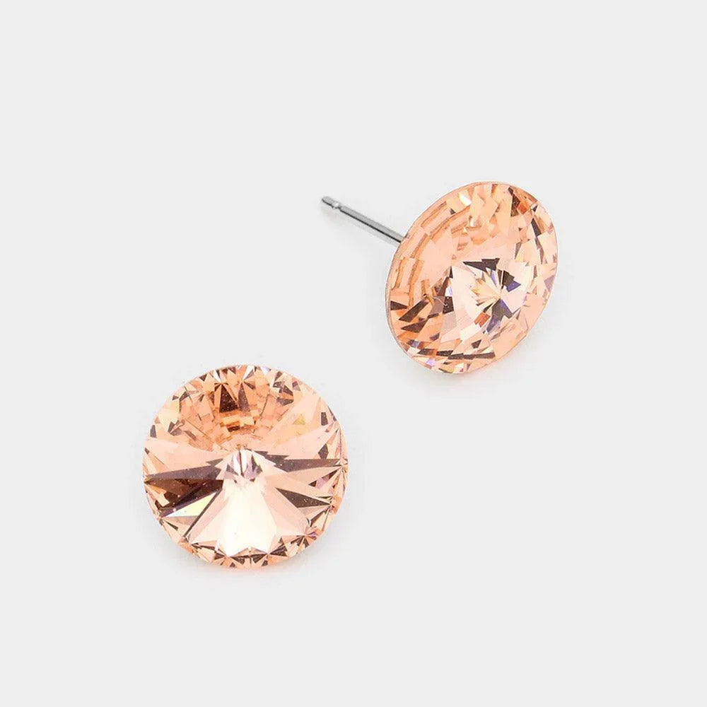 Peach 10 mm Round Crystal Stud Earrings - Jewelry Store by Erik Rayo