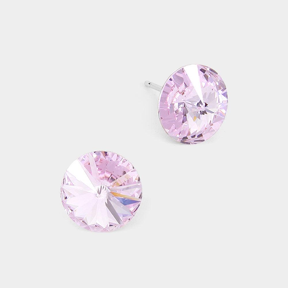 Violet 10 mm Round Crystal Stud Earrings