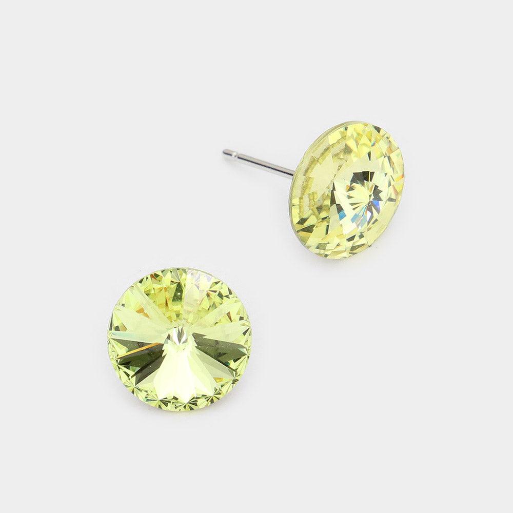 Yellow 10 mm Round Crystal Stud Earrings