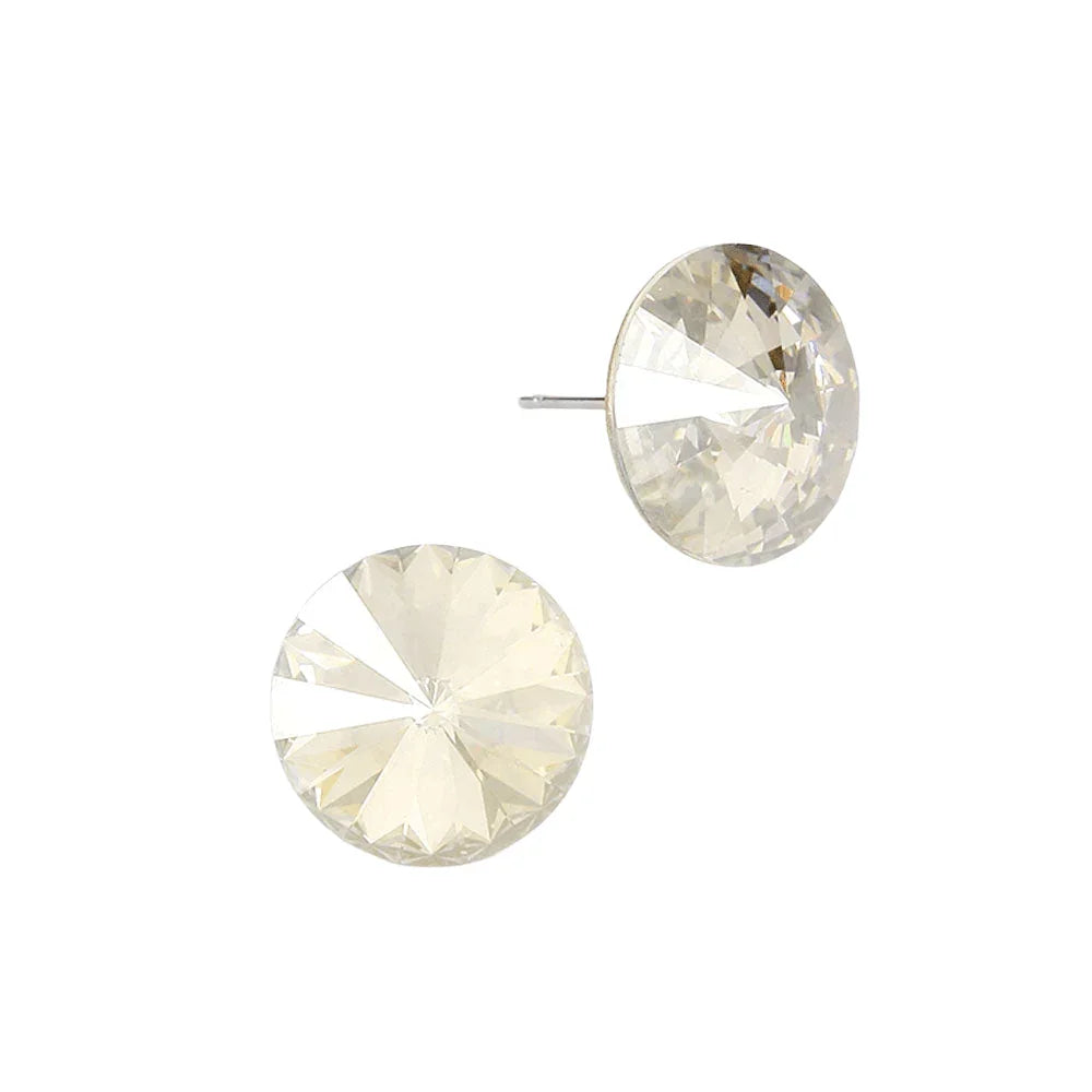Silver 15mm Genuine Crystal Stud Earrings - Jewelry Store by Erik Rayo