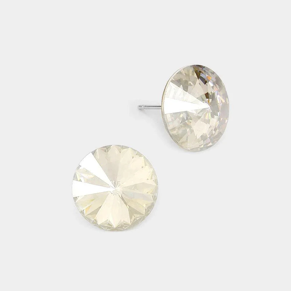 Silver 15mm Genuine Crystal Stud Earrings - Jewelry Store by Erik Rayo