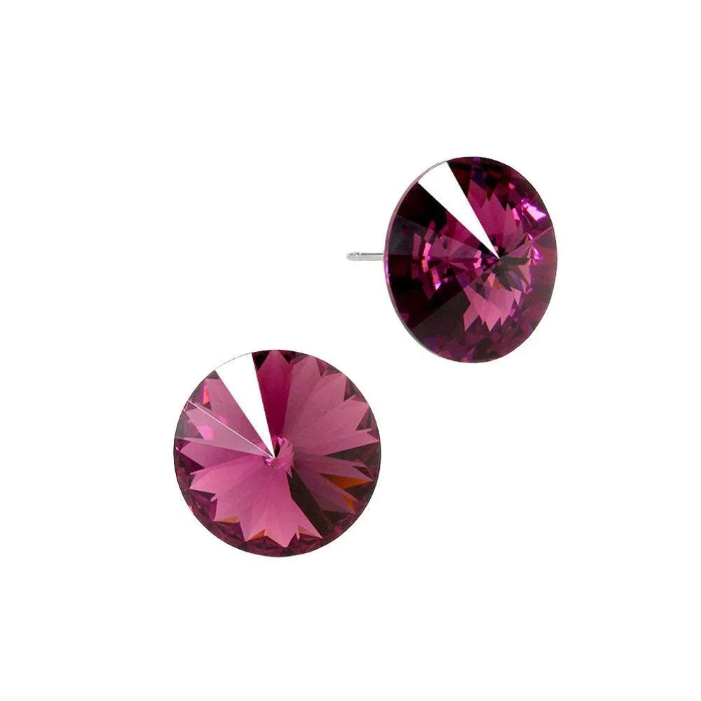 Amethyst 15mm Genuine Crystal Stud Earrings - Jewelry Store by Erik Rayo
