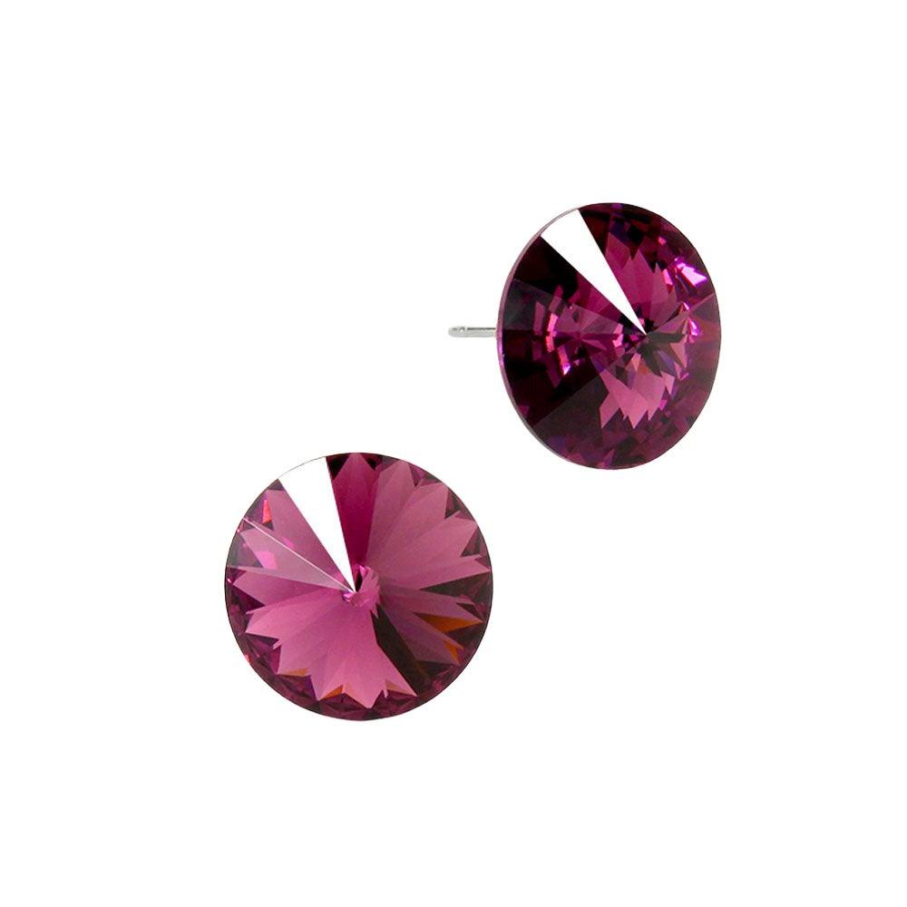 Amethyst 15mm Genuine Crystal Stud Earrings