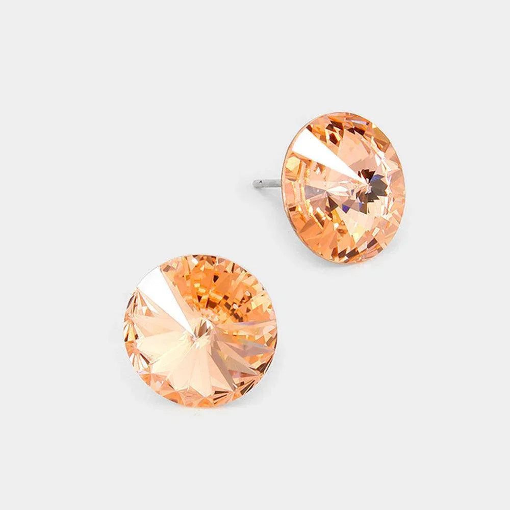 Peach 15mm Genuine Crystal Stud Earrings - Jewelry Store by Erik Rayo