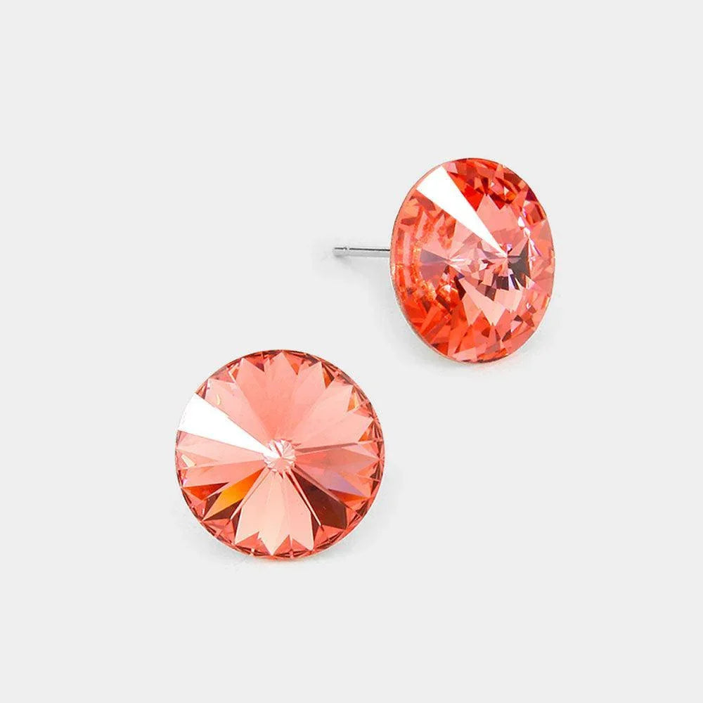 Peach 15mm Genuine Crystal Stud Earrings - Jewelry Store by Erik Rayo