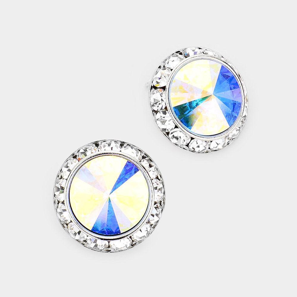 Rivoli Cut Genuine Crystal Round Stud Earrings - Jewelry Store by Erik Rayo