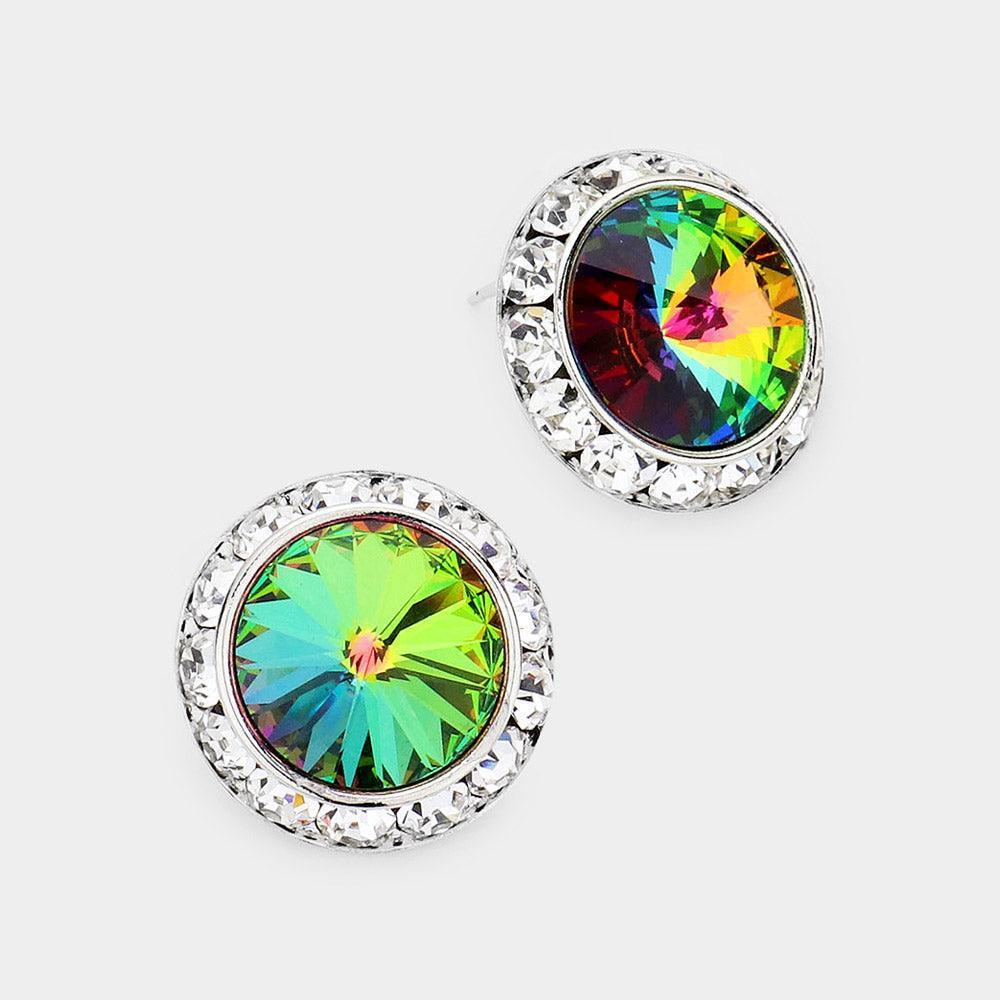 Rivoli Cut Genuine Crystal Round Stud Earrings - Jewelry Store by Erik Rayo