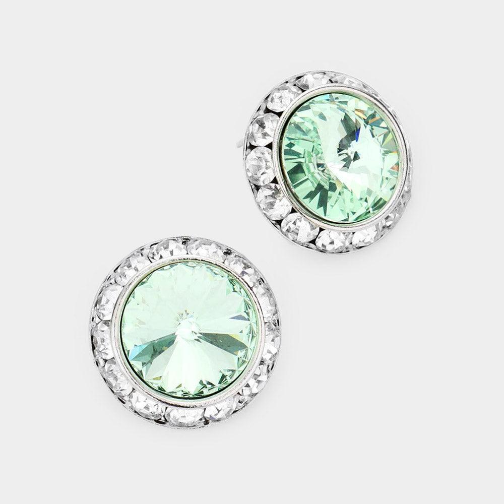 Rivoli Cut Genuine Crystal Round Stud Earrings - Jewelry Store by Erik Rayo