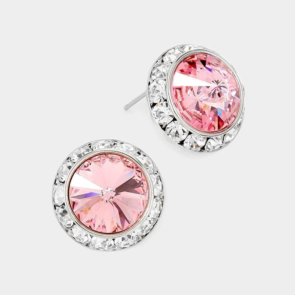 Rivoli Cut Genuine Crystal Round Stud Earrings - Jewelry Store by Erik Rayo