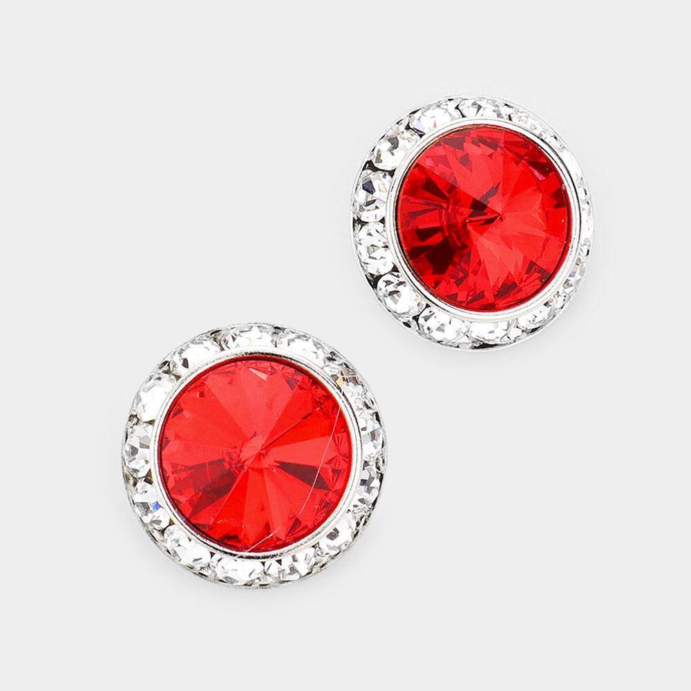Rivoli Cut Genuine Crystal Round Stud Earrings - Jewelry Store by Erik Rayo