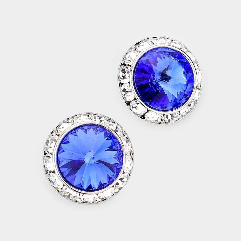 Rivoli Cut Genuine Crystal Round Stud Earrings - Jewelry Store by Erik Rayo