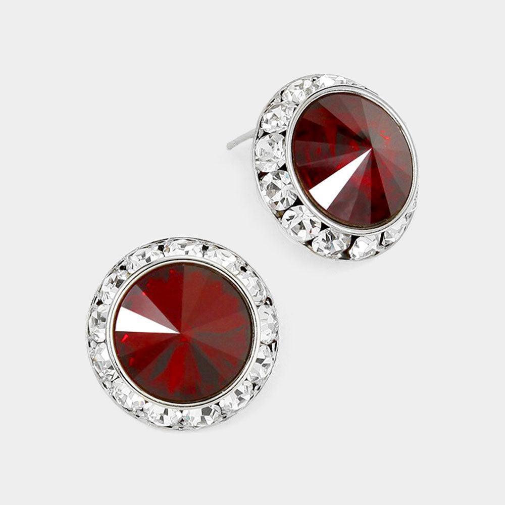 Rivoli Cut Genuine Crystal Round Stud Earrings - Jewelry Store by Erik Rayo
