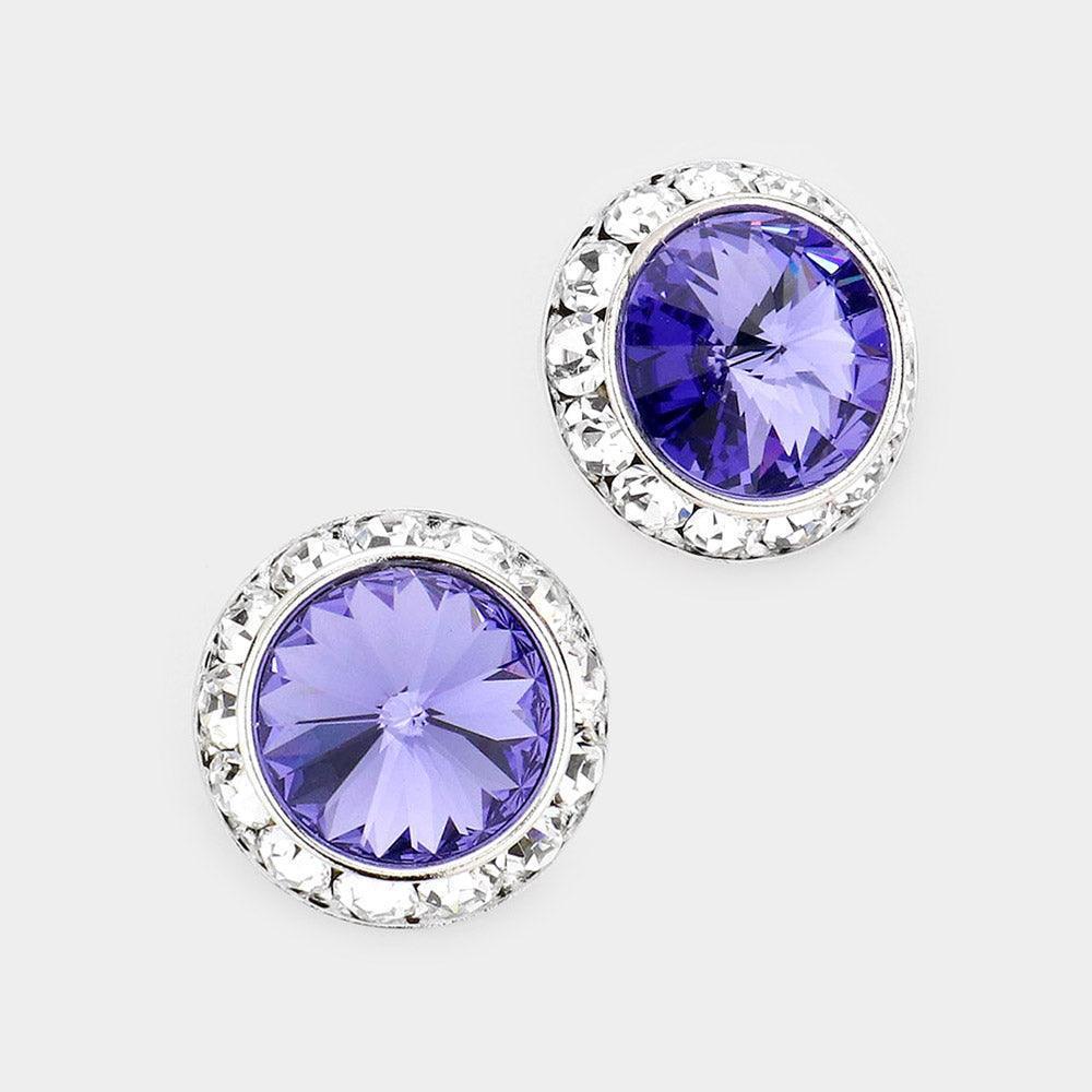 Rivoli Cut Genuine Crystal Round Stud Earrings - Jewelry Store by Erik Rayo