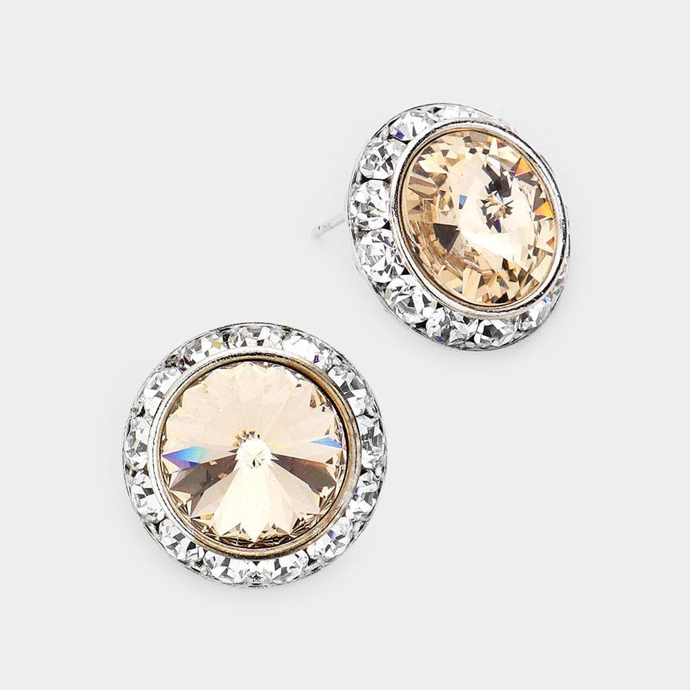Rivoli Cut Genuine Crystal Round Stud Earrings - Jewelry Store by Erik Rayo