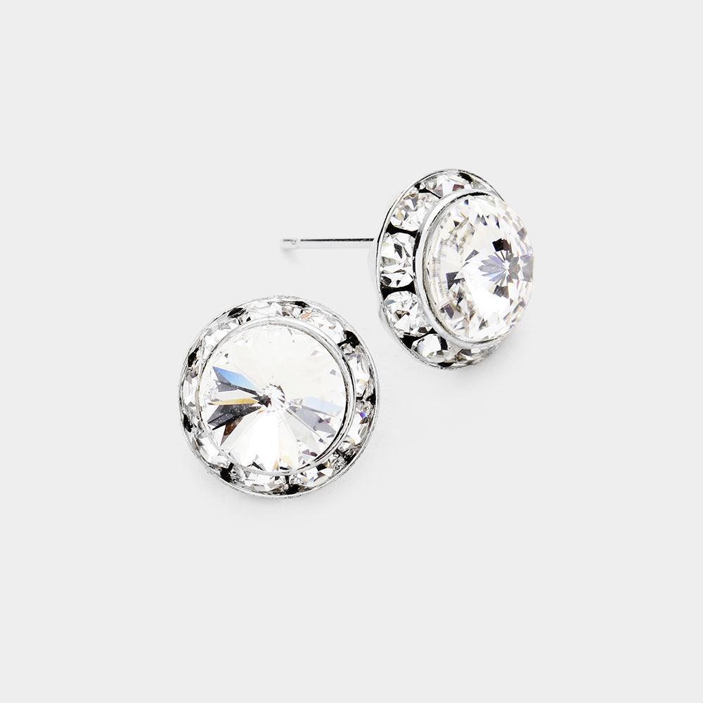 Clear Rivoli Cut Genuine Crystal Round Stud Earrings - Jewelry Store by Erik Rayo