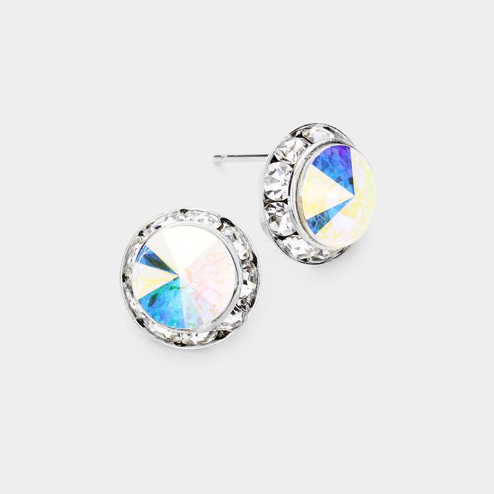 Rivoli Cut Genuine Crystal Round Stud Earrings - Jewelry Store by Erik Rayo