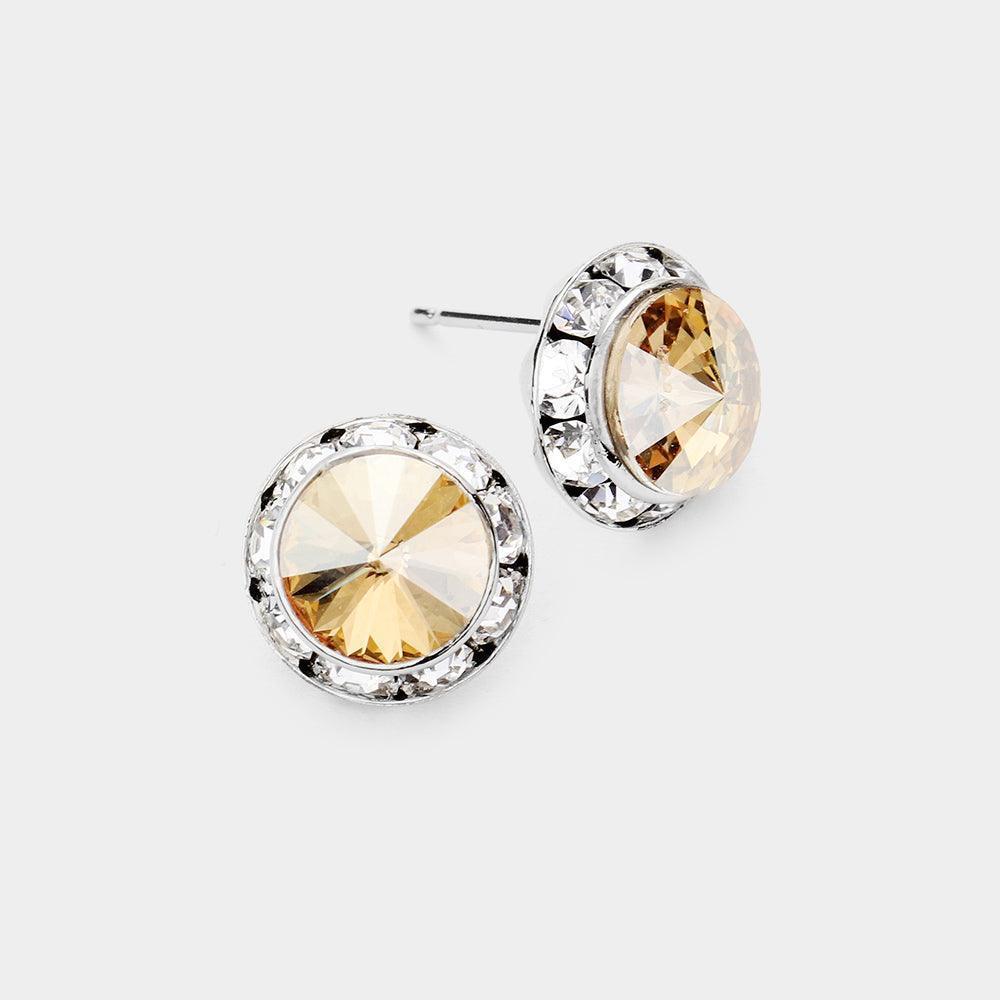 Rivoli Cut Genuine Crystal Round Stud Earrings - Jewelry Store by Erik Rayo