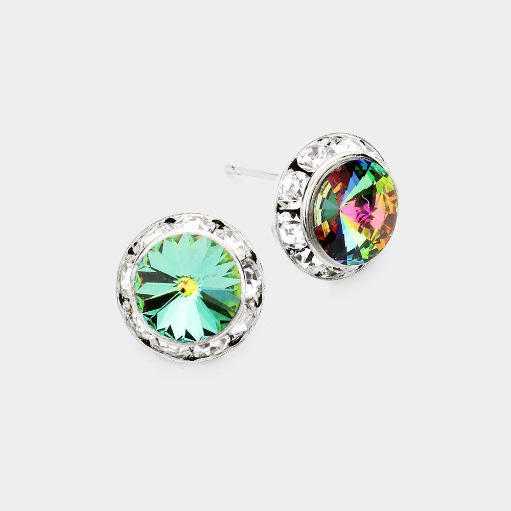 Rivoli Cut Genuine Crystal Round Stud Earrings - Jewelry Store by Erik Rayo