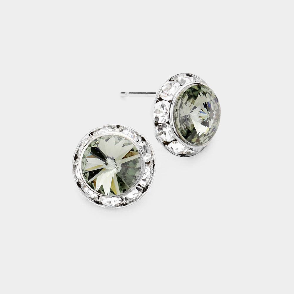 Black Rivoli Cut Genuine Crystal Round Stud Earrings - Jewelry Store by Erik Rayo