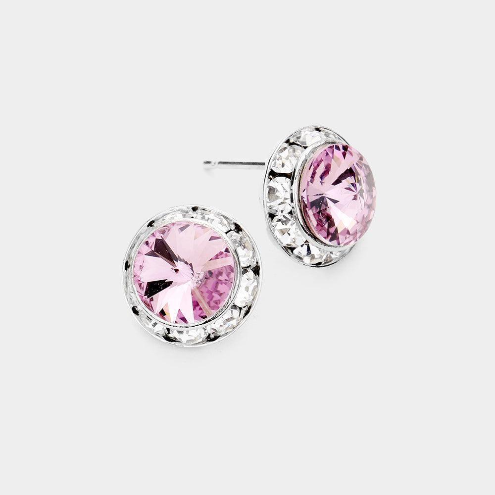 Amethyst Rivoli Cut Genuine Crystal Round Stud Earrings - Jewelry Store by Erik Rayo