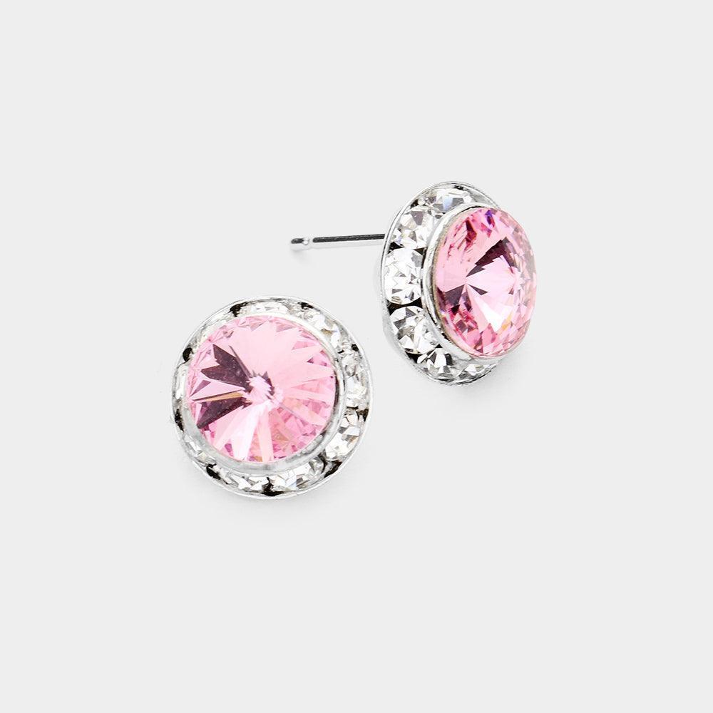 Rivoli Cut Genuine Crystal Round Stud Earrings - Jewelry Store by Erik Rayo