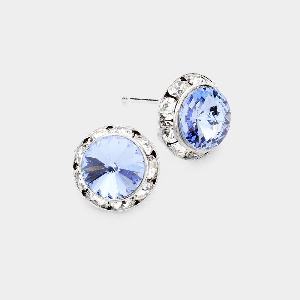 Rivoli Cut Genuine Crystal Round Stud Earrings - Jewelry Store by Erik Rayo