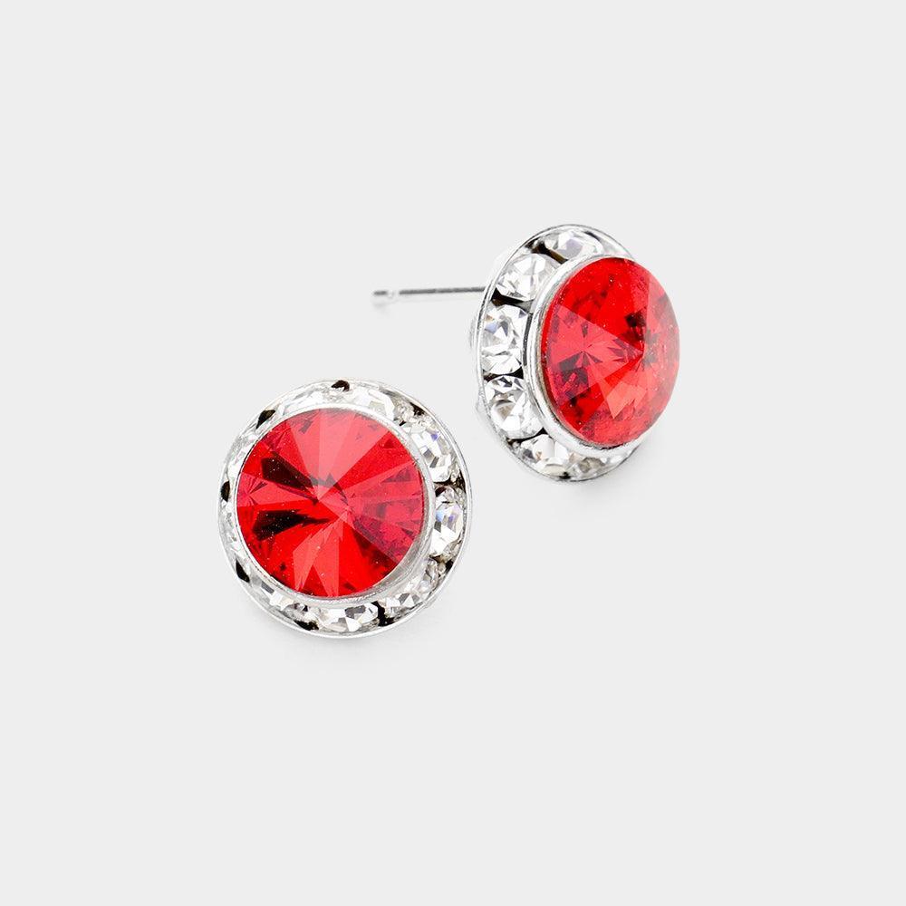 Rivoli Cut Genuine Crystal Round Stud Earrings - Jewelry Store by Erik Rayo