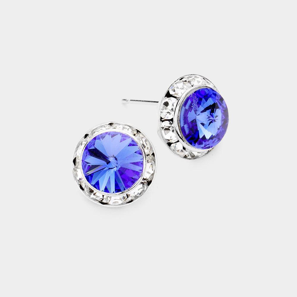 Rivoli Cut Genuine Crystal Round Stud Earrings - Jewelry Store by Erik Rayo