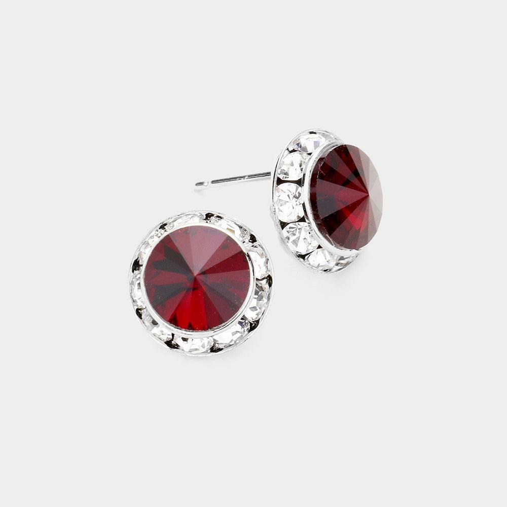 Rivoli Cut Genuine Crystal Round Stud Earrings - Jewelry Store by Erik Rayo