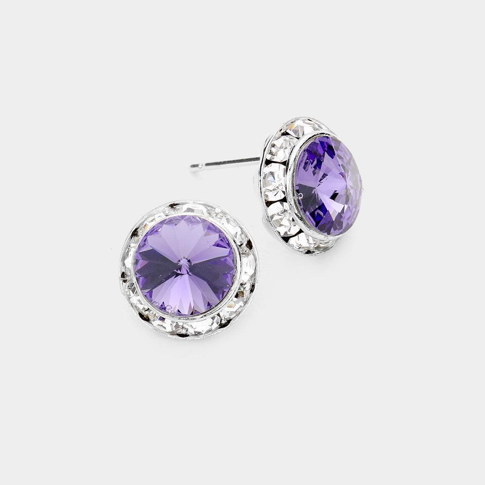 Rivoli Cut Genuine Crystal Round Stud Earrings - Jewelry Store by Erik Rayo