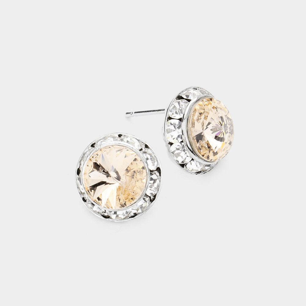 Clear Rivoli Cut Genuine Crystal Round Stud Earrings - Jewelry Store by Erik Rayo