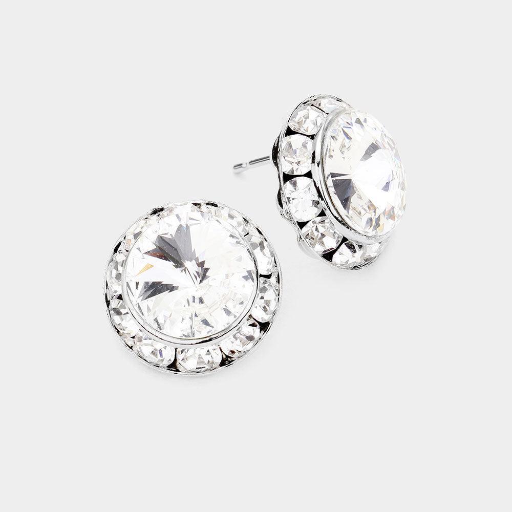 Clear Rivoli Cut Genuine Crystal Round Stud Earrings - Jewelry Store by Erik Rayo