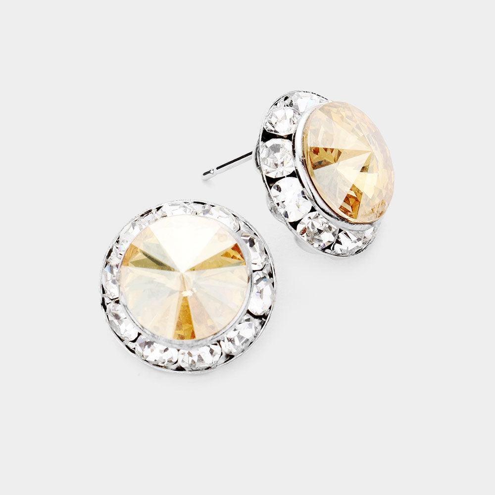 Rivoli Cut Genuine Crystal Round Stud Earrings - Jewelry Store by Erik Rayo