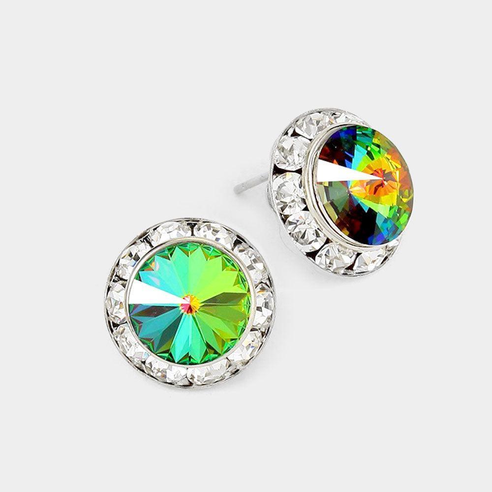 Rivoli Cut Genuine Crystal Round Stud Earrings - Jewelry Store by Erik Rayo
