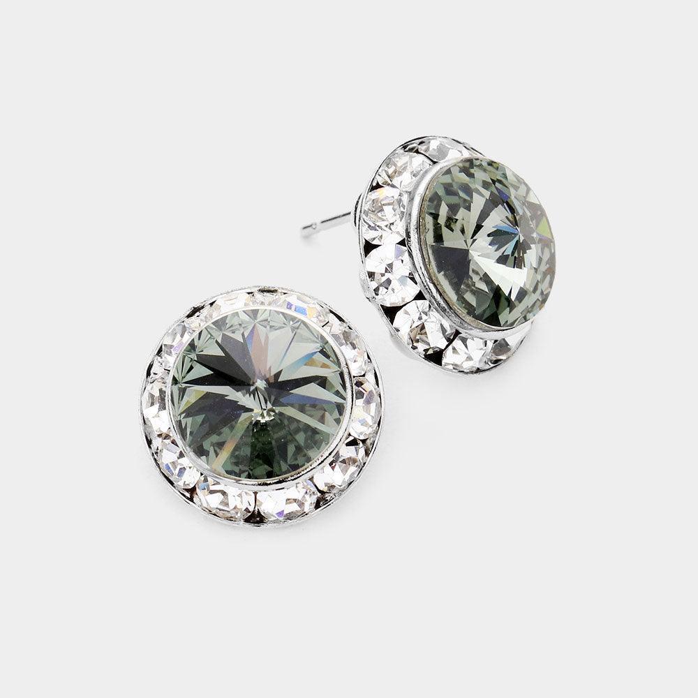 Black Rivoli Cut Genuine Crystal Round Stud Earrings - Jewelry Store by Erik Rayo