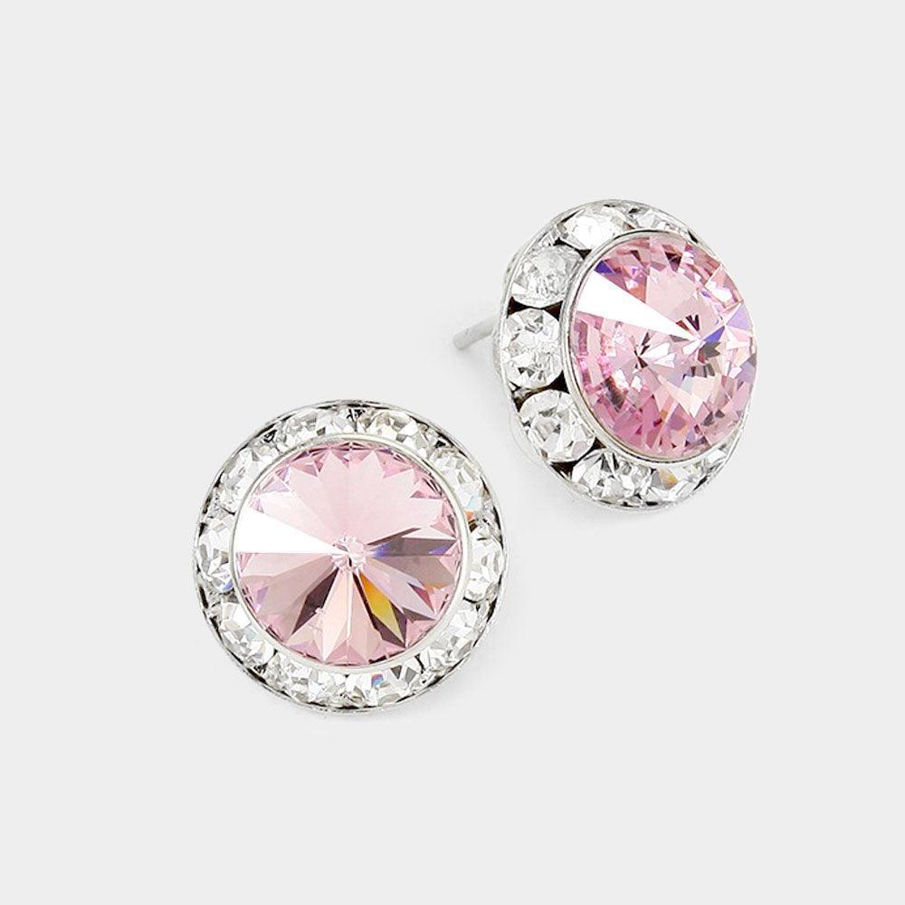 Amethyst Rivoli Cut Genuine Crystal Round Stud Earrings - Jewelry Store by Erik Rayo